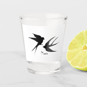 Swallow Birds Silhouettes Thunder_Cove Shot Glass