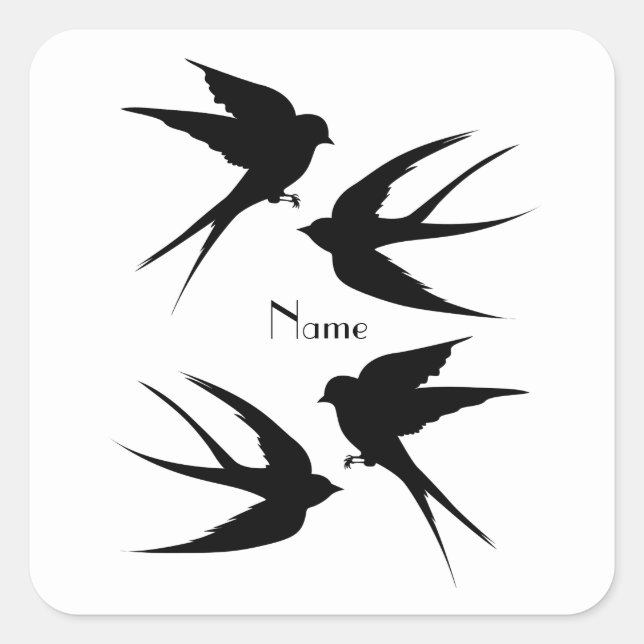 Swallow Birds Silhouettes Thunder_Cove  Square Sticker (Front)