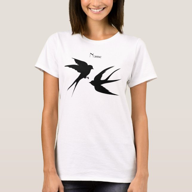 Swallow Birds Silhouettes Thunder_Cove   T-Shirt (Front)