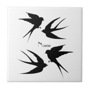 Swallow Birds Silhouettes Thunder_Cove Tile