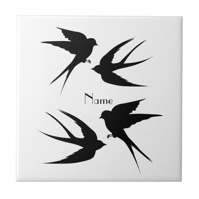 Swallow Birds Silhouettes Thunder_Cove  Tile (Front)