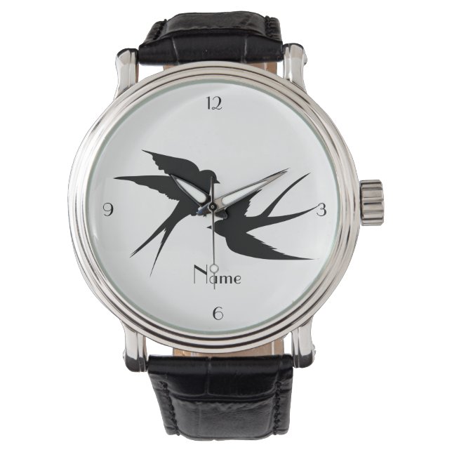 Swallow Birds Silhouettes Thunder_Cove  Watch (Front)