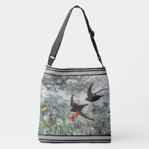 Swallow Birds Wildflower Flowers Tote Bag