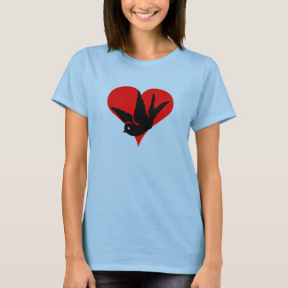 "Swallow Heart" Ginger and Tonic Red Ringer Rockab T-Shirt