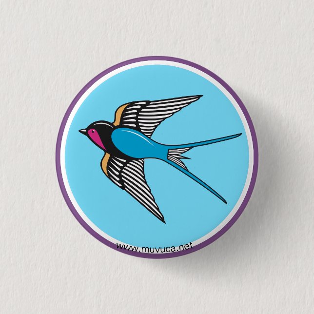 Swallow in blue sky 3 cm round badge (Front)