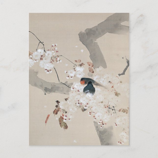 Swallow in the Cherry Blossom, Watanabe Seitei Postcard (Front)
