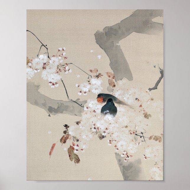 Swallow in the Cherry Blossom, Watanabe Seitei Poster (Front)
