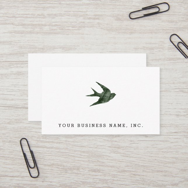 Swallow (Letterpress Style) Business Card (Front/Back In Situ)