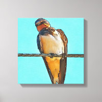 Swallow On A Wire Black Outline Art