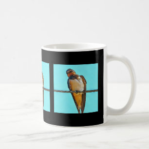 Swallow On A Wire Black Outline Art Coffee Mug