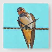 Swallow On A Wire Black Outline Art