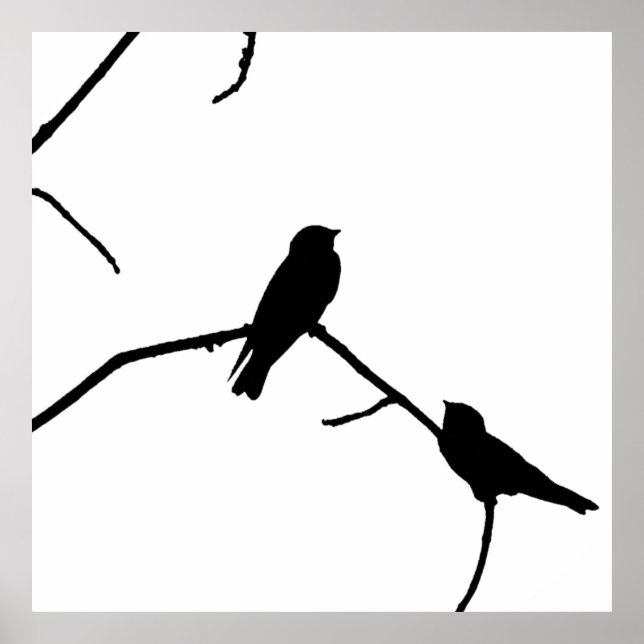 Swallow or Swifts Silhouette Love Bird Watching Poster (Front)