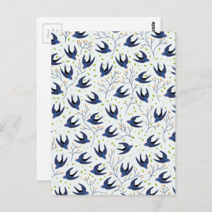 Swallow pattern postcard
