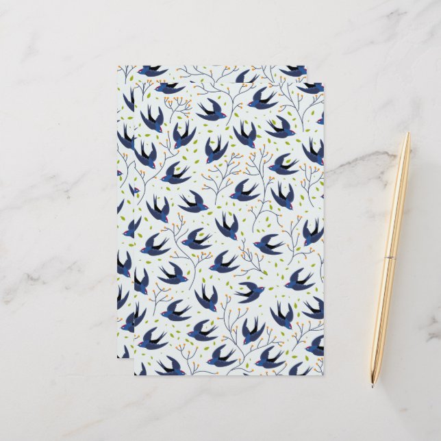 Swallow pattern stationery (Front/Back In Situ)