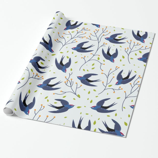 Swallow pattern wrapping paper (Unrolled)
