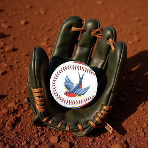 Swallow Red Blue Tattoo Baseball