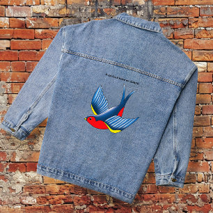 Swallow Red Blue Tattoo Denim Jacket