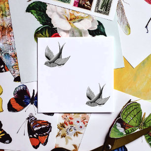 Swallow Red Blue Tattoo Self-inking Stamp