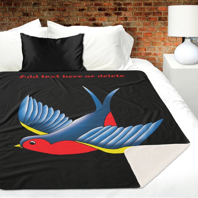 Swallow Red Blue Tattoo Sherpa Blanket (Creator Uploaded)
