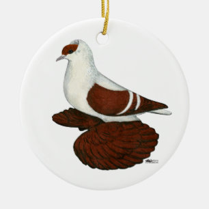 Swallow:  Red Fullhead Ceramic Tree Decoration