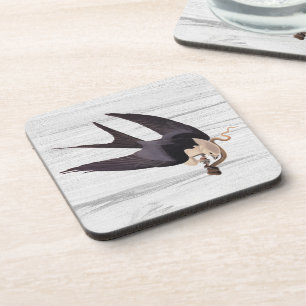 Swallow Tailed Hawk with Snake on Rustic Gray Coaster