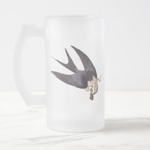 Swallow Tailed Hawk with Snake Vintage Audubon Frosted Glass Beer Mug