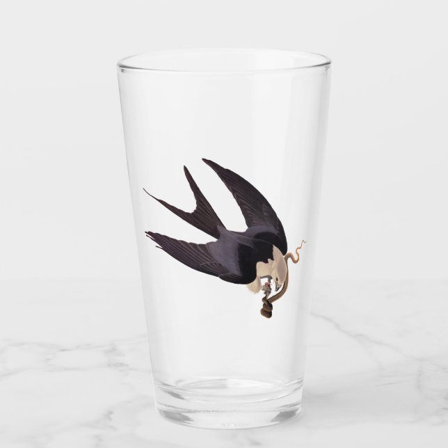 Swallow Tailed Hawk with Snake Vintage Audubon Glass (Front)