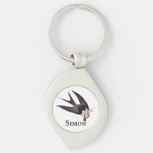 Swallow Tailed Hawk with Snake Vintage Audubon Key Ring