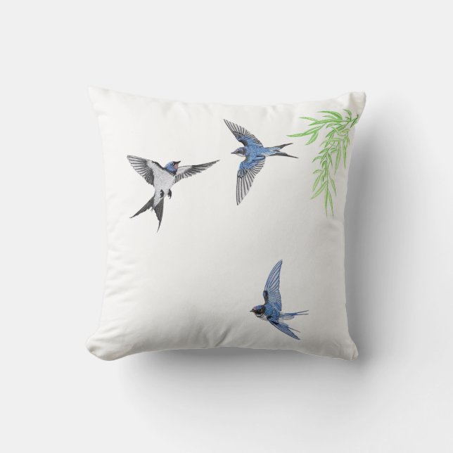 swallow throw pillow imitating Imitation embroider (Front)