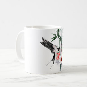 Swallow with Bamboo and flowers  Classic   Coffee Mug
