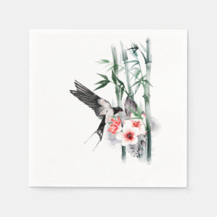 Swallow with Bamboo and flowers  Classic   Napkin