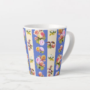 Swallows and roses latte mug