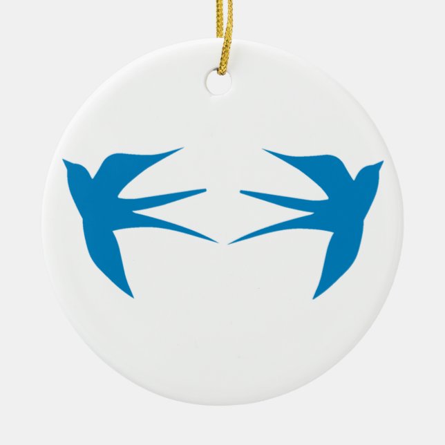 Swallows Ceramic Tree Decoration (Front)