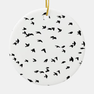 Swallows in Flight Bird Print Ceramic Tree Decoration