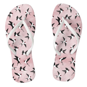 Swallows in the sky -Pink - Big scale Flip Flops