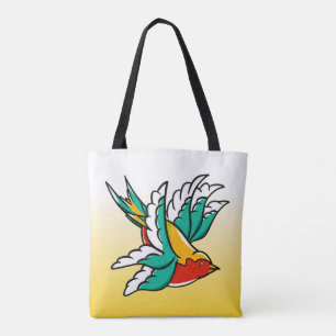 Swallows inspired by traditional tattoo design tote bag