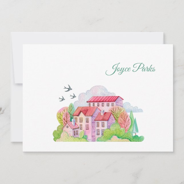 Swallows Return in Spring Personalised Stationery Thank You Card (Front)