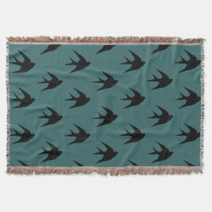 Swallows Silhouette Throw Blanket