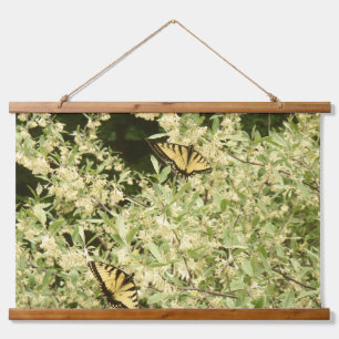 Swallowtail butterflies on flowering shrub hanging tapestry