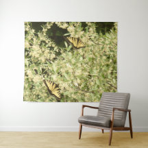 Swallowtail butterflies on flowering shrub