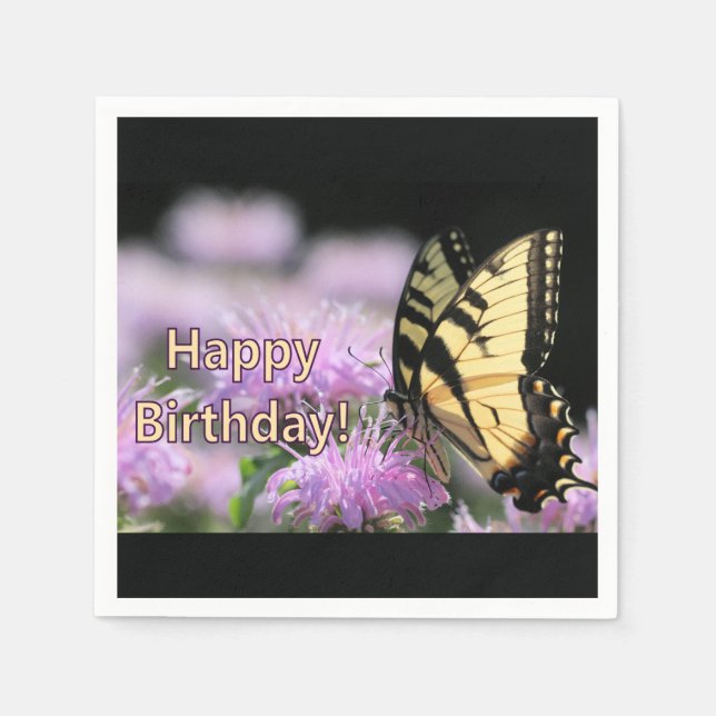 Swallowtail butterfly birthday wishes napkin (Front)