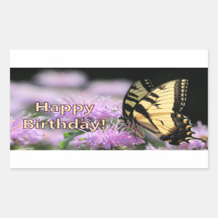 Swallowtail butterfly birthday wishes rectangular sticker