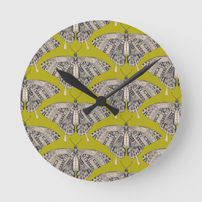 swallowtail butterfly citron basalt round clock (Front)