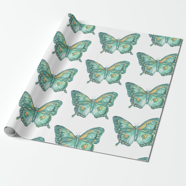 Swallowtail Butterfly design on wrapping paper (Unrolled)