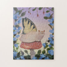 Swallowtail Butterfly Fairy Cat on Mushroom