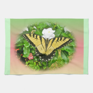 Swallowtail Butterfly - Flowers Tea Towel