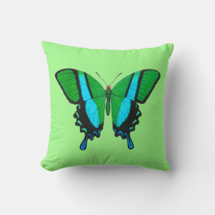 Swallowtail Butterfly in Green, Turquoise & Black Cushion
