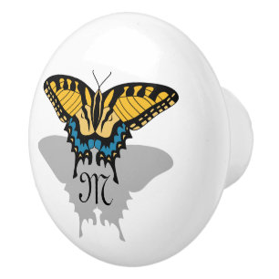 Swallowtail Butterfly Monogram Ceramic Knob