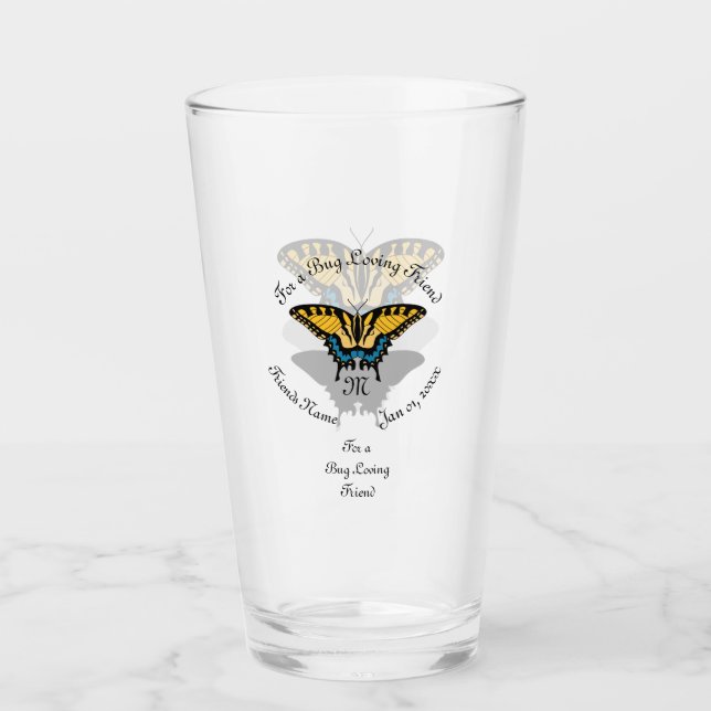 Swallowtail Butterfly Monogram Glass (Front)