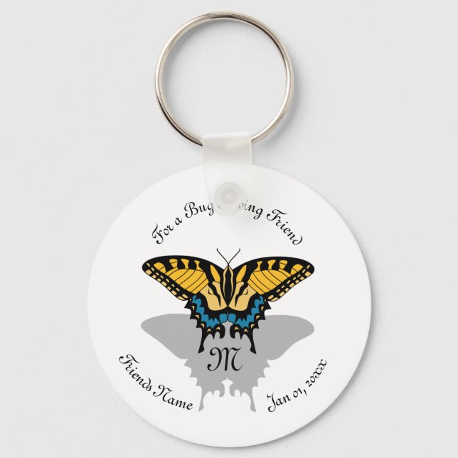 Swallowtail Butterfly Monogram Key Ring (Front)